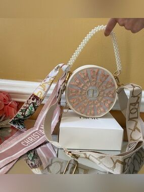 Dior 2026 Spring Limited Edition Butterfly Embroidery Cosmetic Round Pouch-NIB